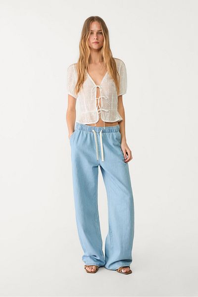 Stradivarius بنطلون جينز طويل فضفاض
