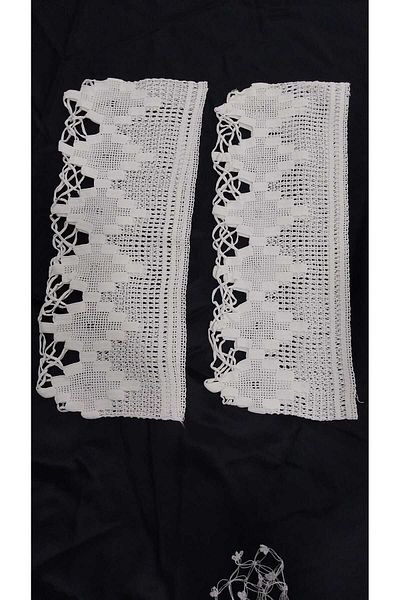 Papatyam 2Pcs Hand Knitted Crochet (36X16) Pillow Head Handwork Lace / Vintage / Dowry Lace / Cotton Rope