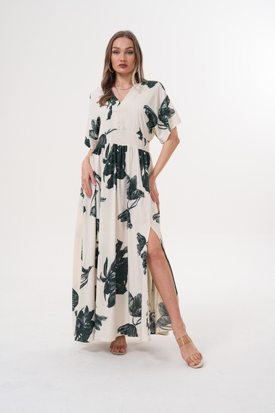 NAVY Rochie din viscoză cu decolteu în V cu imprimeu floral