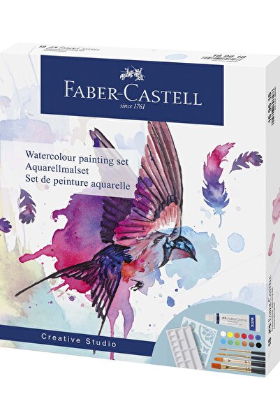 Faber Castell Suluboya Seti 18 Parça: 12 Tüp, 4 Fırça, Palet Şablon Hediyeli,...