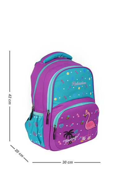 Bliss Flamingo Patterned Girl's Primary School Bag Lunch Box Set of 2