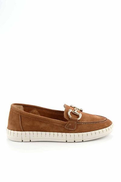 Bambi Dámske mokasínové topánky Camel Suede z pravej kože K 01303333302