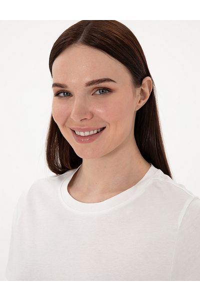 Pierre Cardin White Regular Fit Crew Neck Basic T-Shirt 50305766 -Vr013