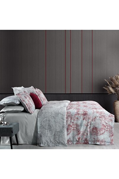 Sarev Rostov Çift Kişilik %100 Pamuk Saten "300 TC" Nevresim Takımı Gri