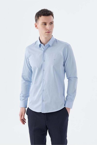 Jakamen Ανδρικό πουκάμισο ανοιχτό μπλε Slim Fit