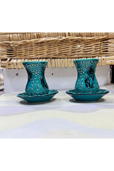 ATÖLYE SAİT مجموعة من 2 كوب شاي من السيراميك مناسبة للطعام ويمكن استخدامها بسهولة