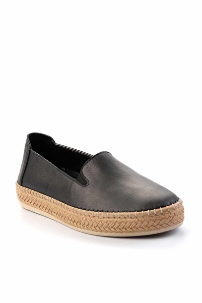 Bambi Černé kožené dámské espadrilky K01281020003