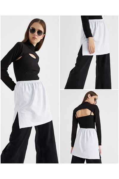 mirach Large Size Lingerie Skirt Slit Knitted Skirt Elastic Waist Rescue Skirt Lining Skirt