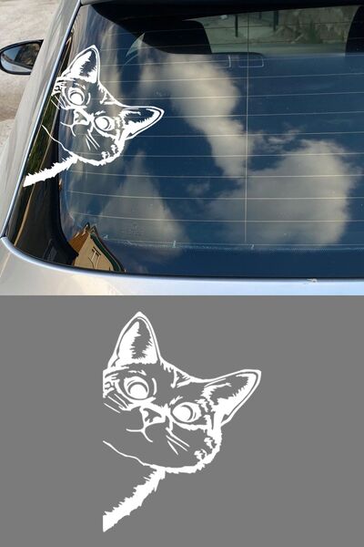 New Jargon ملصق نافذة السيارة على شكل قطة مواجهة للجانب لأجهزة الكمبيوتر والش...