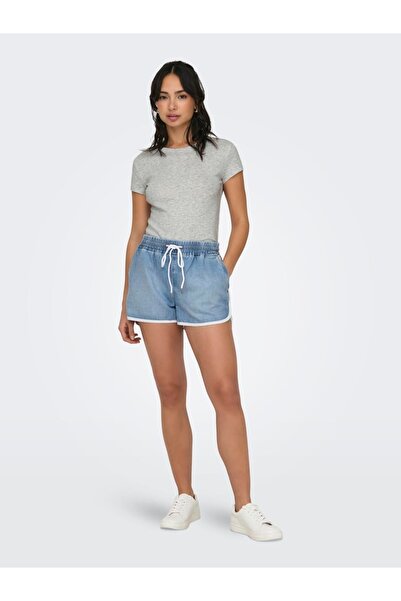 ONLY Onlpierce Pull-Up Dnm Track Shorts Women's Light Blue Denim Shorts - 15319174