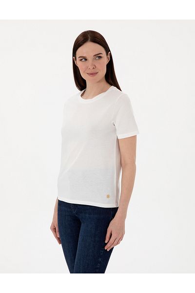 Pierre Cardin White Regular Fit Crew Neck Basic T-Shirt 50305766 -Vr013