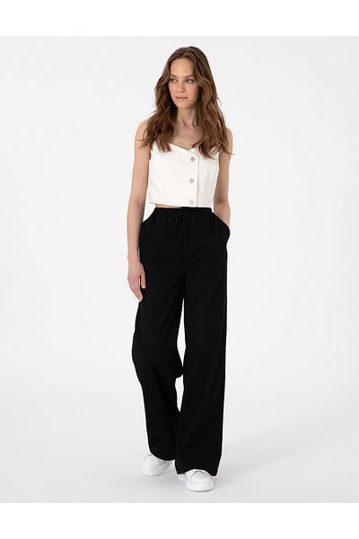 Pierre Cardin Black High Waist Loose Fit Trousers 50313136-Vr046