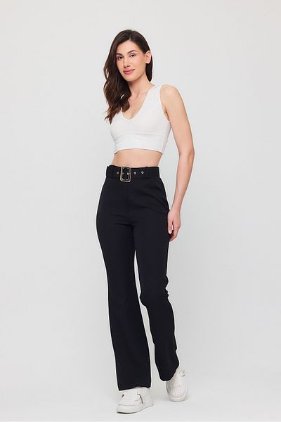 Ceylen Women's High Waist Wide Leg Belted Pants