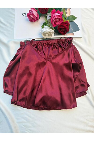 FEMYNA Desenli Ve Düz Saten Askılı Şortlu Takım Şık Pijama-gecelik Ve Sabahlık Kombini