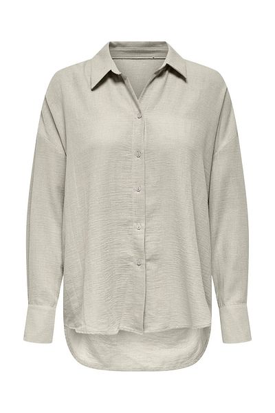 ONLY Μόνο γυναικείο μακρυμάνικο πουκάμισο Onlbolzano Oversize με κοντό μπροστινό μακρύ πίσω μέρος 15353544   Α.Μπεζ