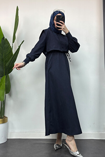 Tesettür Diyarı Kadın Tesettür Giyim Elbise Bolerolu-Lacivert