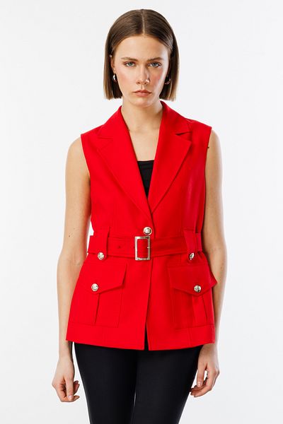 Ekol Waist Belted Sleeveless Vest