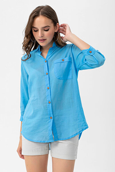 TCT TEKSTİL Cămașă cu mânecă lungă și guler din voal -1570