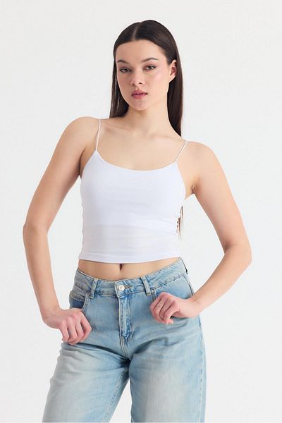 Rays White Thin Strap Fitted Basic Undershirt 947