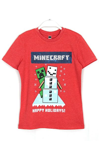 DobaKids تي شيرت MineCraft للجنسين Cildoba ذو وجهين متغير اللون ترتر صيفي