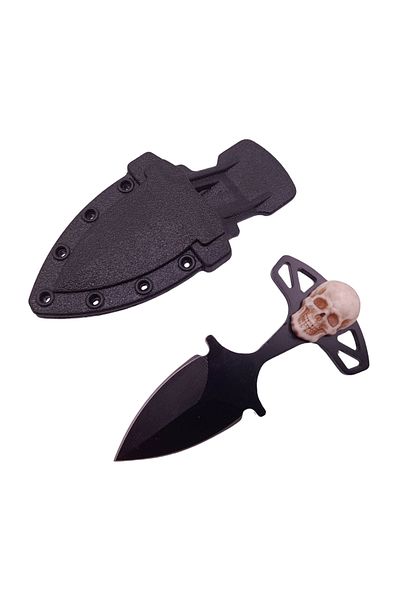 Depox Cuțit tactic de vânătoare IdeallStore®, Dead Silence, 8 cm, negru, teacă cu clemă pentru centură