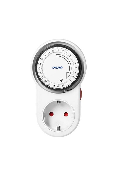 Orno Mechanical programmable socket ORNO OR-PRE-443GS, Schuko, 3680W, 16A, IP20, white
