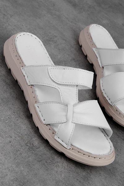 Lal Shoes & Bags Papuci de damă Vetebo din piele naturală cu velcro - alb