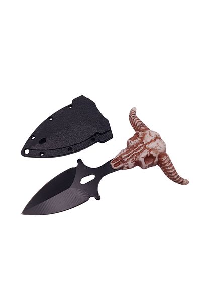 Depox Cuțit tactic de vânătoare IdeallStore®, Valea Morții, 8,5 cm, negru, teacă de lanț inclusă