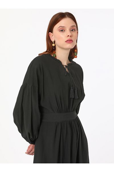 Refka Φόρεμα Hijab με Δαντέλα - Μαύρο - Refka