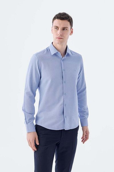 Jakamen Μπλε Comfort Fit Βαμβακερό πουκάμισο εύκολο στο σιδέρωμα