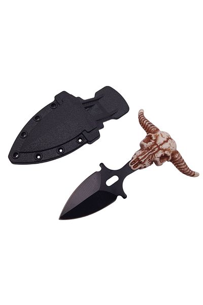 Depox Cuțit tactic de vânătoare IdeallStore®, Valea Morții, 9 cm, negru, teacă cu clemă pentru curea