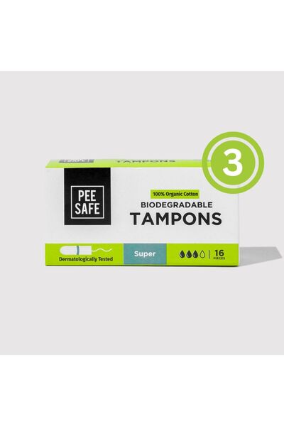 Pee Safe سدادات قطنية عضوية 100% من PeeSafe، تدفق متوسط إلى كثيف، مقاس كبير، ...