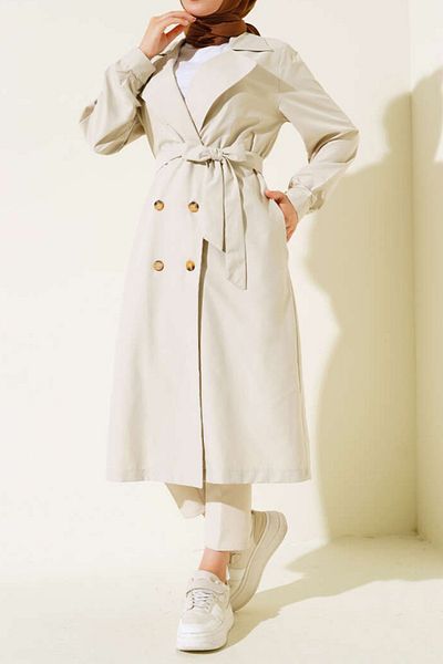 Kirazgym Belted Buttoned Spring Summer Trench Coat