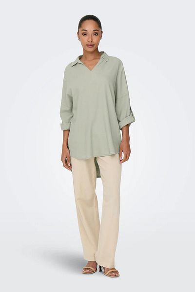 ONLY Only Women's Onlcaro Short Front Long Back Linen Tunic 15338898   Green
