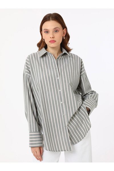 Benin Βαμβακερό πουκάμισο Oversize - Πράσινο - Benin