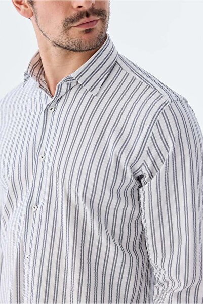 Jakamen Темно-синя сорочка з еластичної тканини з візерунком, комфортна посадка, бавовняна спортивна сорочка