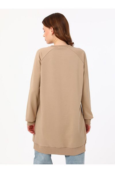 Benin Μακρύ φούτερ Crew Neck - Μπεζ - Μπενίν