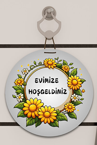 Dormot Home Digital Print Grey, Yellow Daisy Pattern Door Ornament, Wall Orna...