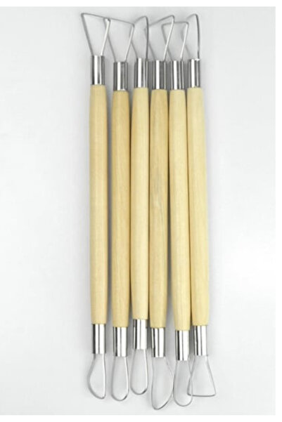 Home Çift Taraflı Kazıma & Dip Alma Kalemi – 6’lı Set (18 cm) - Seramik, çini, balmumu, İçin El Aleti