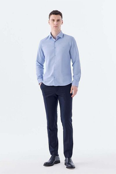 Jakamen Μπλε Comfort Fit Βαμβακερό πουκάμισο εύκολο στο σιδέρωμα