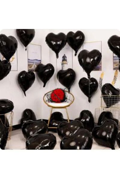 ATAKENT PARTİ Metallic Shiny Heart Balloon Foil Set of 5 18 Inch 35-40 cm