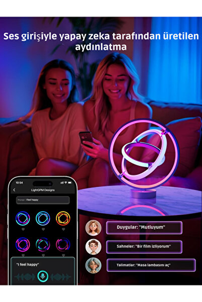 LEPRO AI Akıllı Masa Lambası TB1, Müzik Senkronizasyonu, AI Işık Tasarım Asistanı