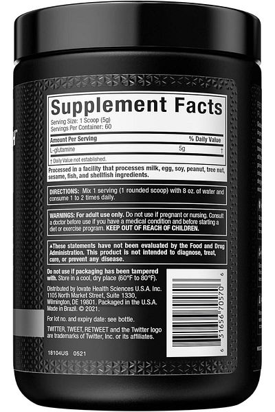 MUSCLETECH Platinum Glutamine Amino Acid - Unflavored - 60 Servings