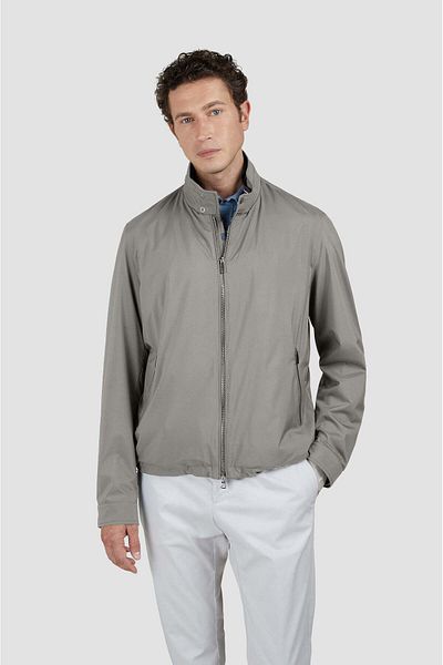 PAUL&SHARK Men's Wind-Resistant Waterproof Lightweight Fabric Stand Collar Extra Inner Pocket Long Sleeve Gray Jacket 254126
