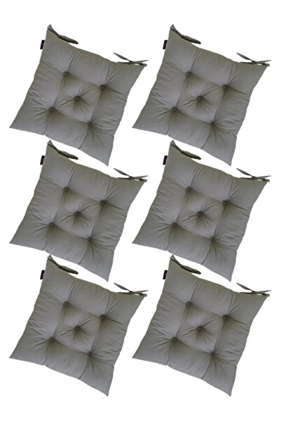 TicaretJet 6' Li Takım Pofidik Kare Antrasit Sandalye Minderi 40x40cm