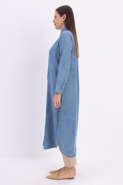 ALLDAY Cămașă lungă cu plăcuță ascunsă din denim 23JS51219AL1