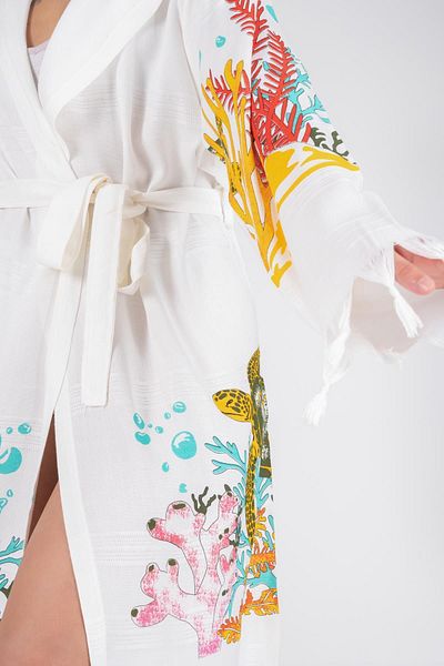 VAROL Bamboo Peshtemal and Dressing Gown Set - Μπουρνούζι με στάμπα