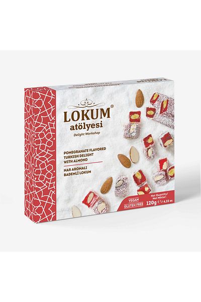 Lokum Atölyesi Pomegranate Flavored Almond Turkish Delight 120g