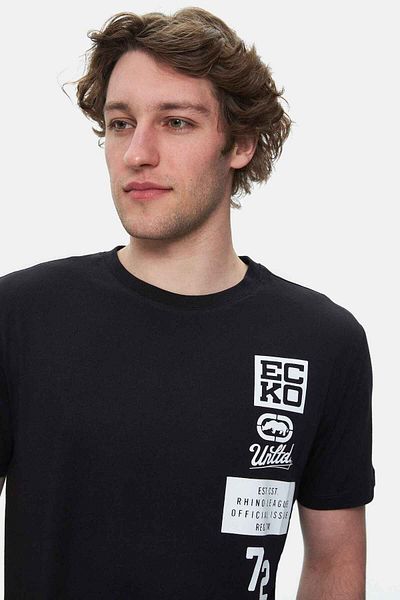 ECKO UNLTD Tomlinson Black Crew Neck Printed Standard Fit Men's Tshirt