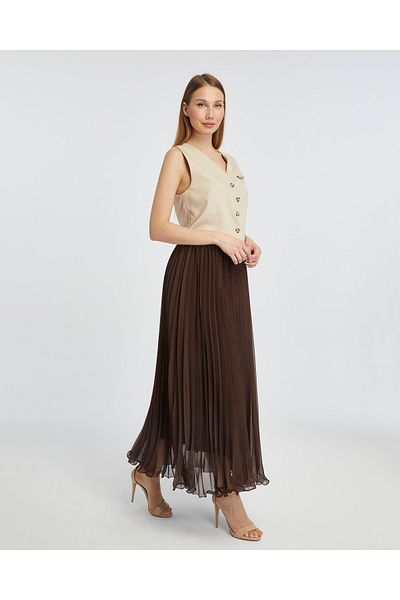 Fox Moda Дамска плисирана пола с подплата от конец